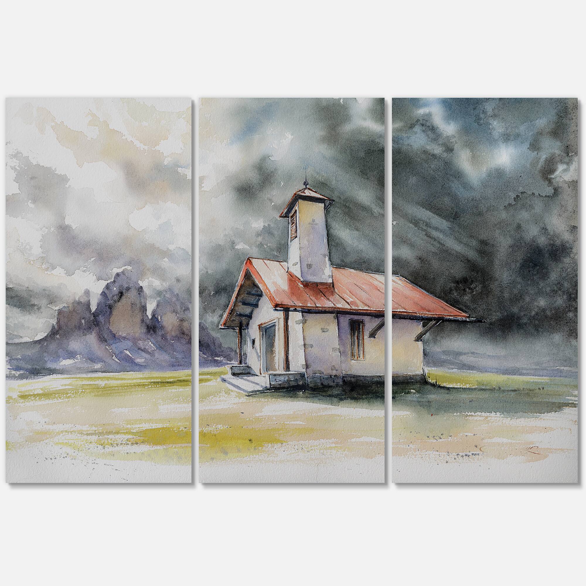 Designart - Rustic House On Mountain Top During Storm